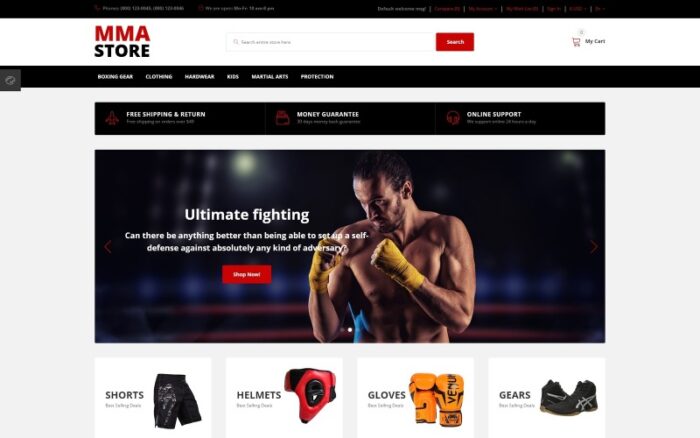 MMA Store - Brutal MMA Sports Gear Online Store OpenCart Template