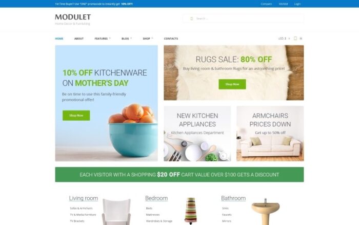 Template Dekorasi & Perabotan Rumah Modulet Tema WooCommerce