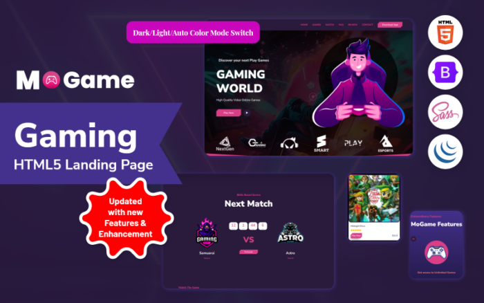 MoGame - Template Halaman Arahan Responsif HTML5 untuk Game