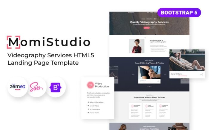 MomiStudio - Template Halaman Arahan HTML5 Layanan Videografi