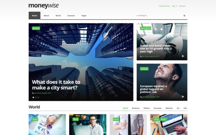 Moneywise - Template Situs Web Multihalaman Responsif Majalah Berita Keuangan