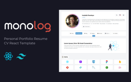 Monolog - Personal Portfolio/Cv React Template