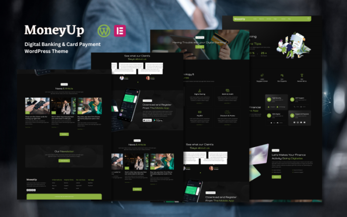 MonyUp - Tema WordPress Layanan Perbankan Digital & Pembayaran Kartu