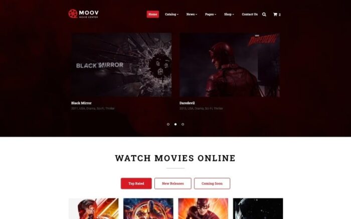 MOOV - Templat Situs Web HTML Klasik Multihalaman Movie Center