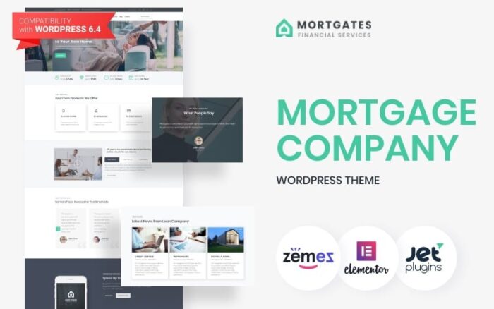 Mortgates - Tema WordPress Elementor Layanan Keuangan