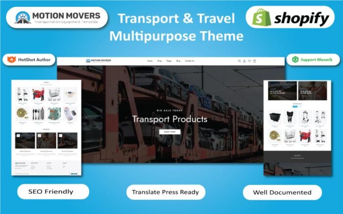 Motion Movers - Template Shopify Produk Transportasi & Perjalanan