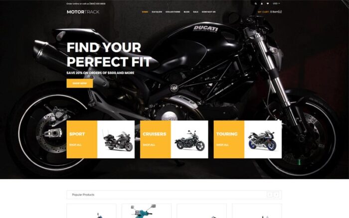 MOTORTRACK - Tema Shopify Modern Multihalaman Sepeda Motor