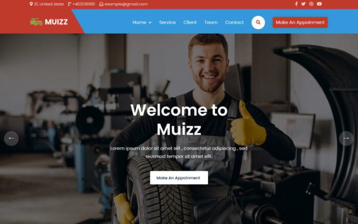 Muizz - Template Halaman Arahan Perbaikan Mobil & Permesinan Mobil