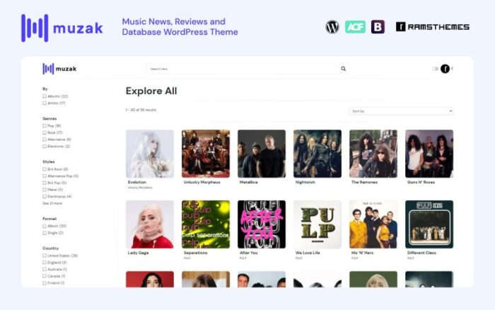 Tema WordPress MUZAK - Berita Musik, Ulasan, dan Basis Data