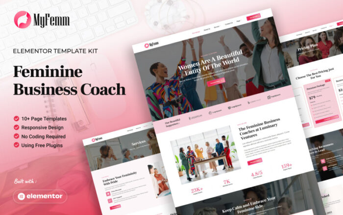 MyFemm - Kit Template Pelatih Bisnis Feminin Elementor