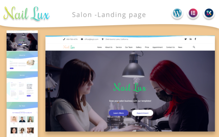 Tema WordPress Halaman Arahan Salon Manikur Nail Lux