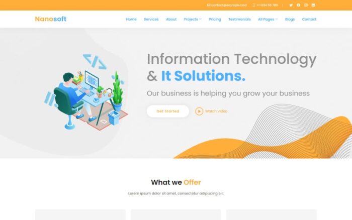 Nanosoft - Template Situs Web Responsif Solusi Teknologi dan TI