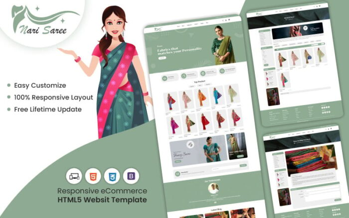 NariSaree - Templat Situs Web HTML5 Toko Saree