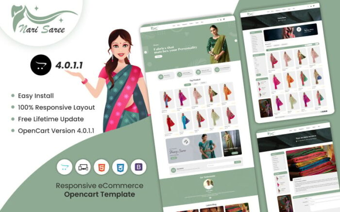 Narisaree - Template Responsif OpenCart 4 Saree Store