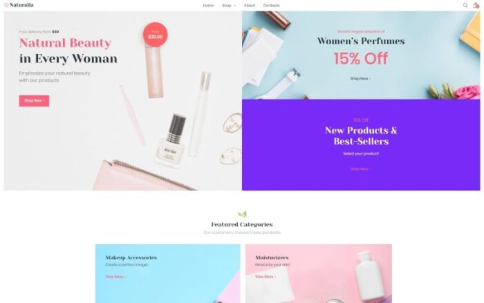 Naturalla - Tema Kosmetik ECommerce Modern Elementor WooCommerce