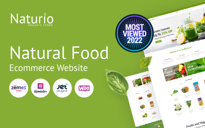 Template Toko Makanan Naturio Elementor Tema WooCommerce