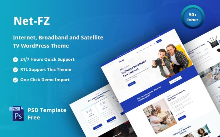 Netfz - penyedia internet, broadband, dan TV satelit Tema WordPress responsif