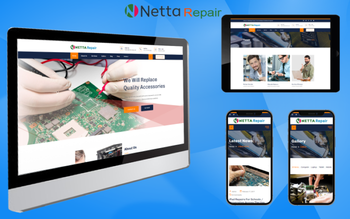 NettaRepair- Perusahaan Layanan Perbaikan - Template Situs Web- Bootstrap Responsif