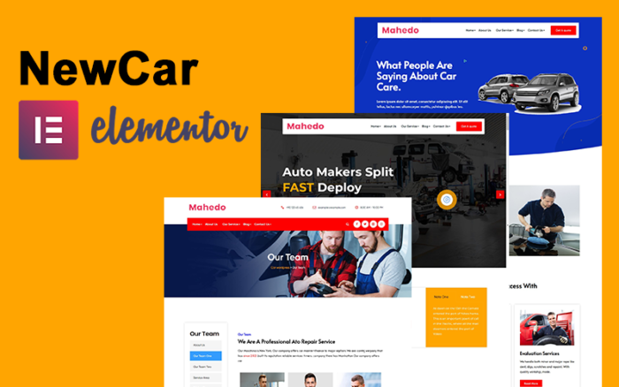 Newcar - Tema WordPress Elementor untuk pencucian mobil dan mekanik