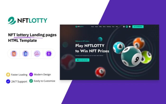 Nftlotty - Template HTML halaman arahan lotere NFT