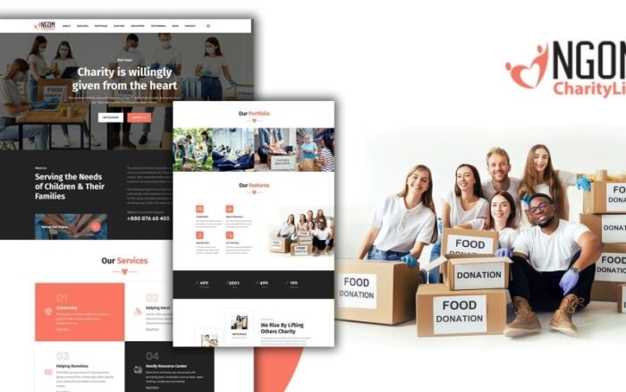 Ngom Nonprofit Donation Landing Page HTML5 Template