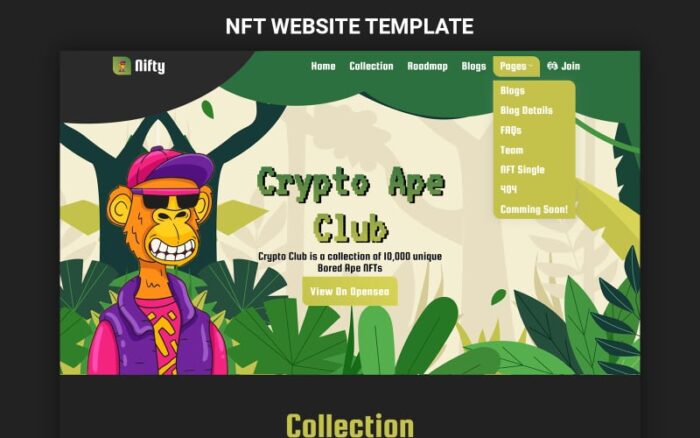 Nifty - Template Situs Web Mata Uang Kripto Bitcoin, Perdagangan Kripto, NFT