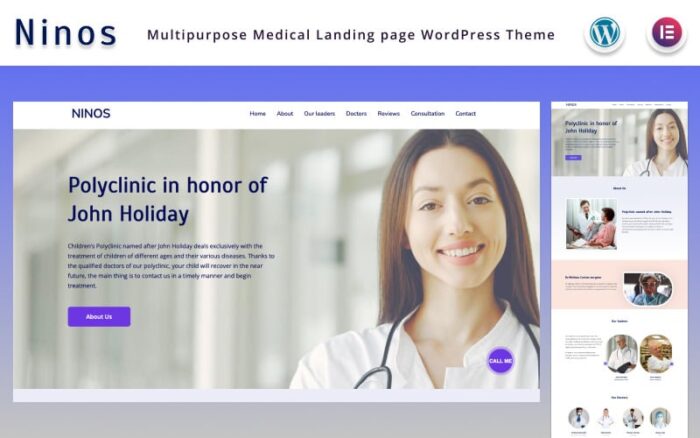 Ninos - Tema WordPress Elementor Halaman Arahan Medis Serbaguna