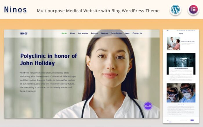 Ninos - Situs Web Medis Serbaguna dengan Tema Blog Elementor WordPress