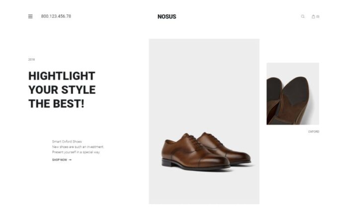 Nosus - Sepatu ECommerce Minimal Elementor WooCommerce Tema