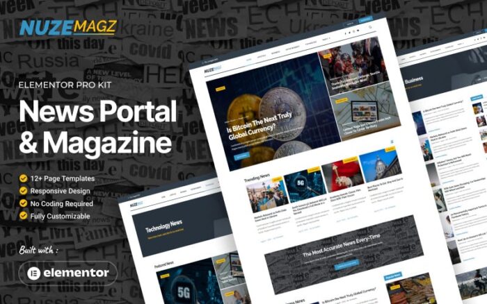 NUZEMagz - Kit Template Portal Berita & Majalah Elementor Pro