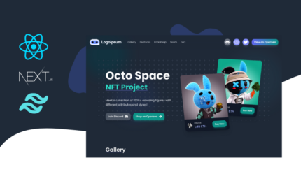 Octo Space - React NFT Project Landing Page + NextJS + TailwindCSS