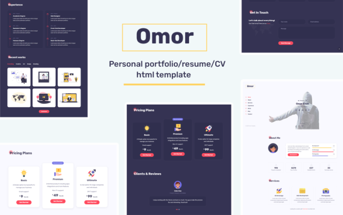 Omor - Template Halaman Arahan Portofolio/CV/Resume