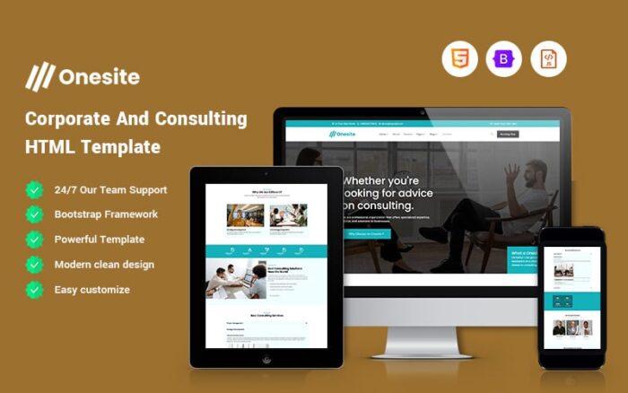 Onesite – Template Situs Web Perusahaan dan Konsultasi