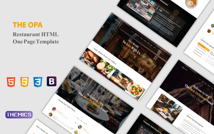 Opa - Template Halaman Arahan HTML Modern Restoran