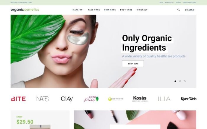 OrganicCosmetics - Tema Magento Toko Kosmetik eCommerce Bersih