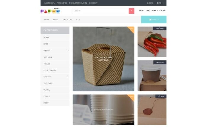 Paper Market - Template OpenCart Responsif Pengemasan