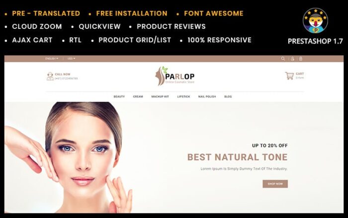 Tema PrestaShop Toko Kosmetik Parlop