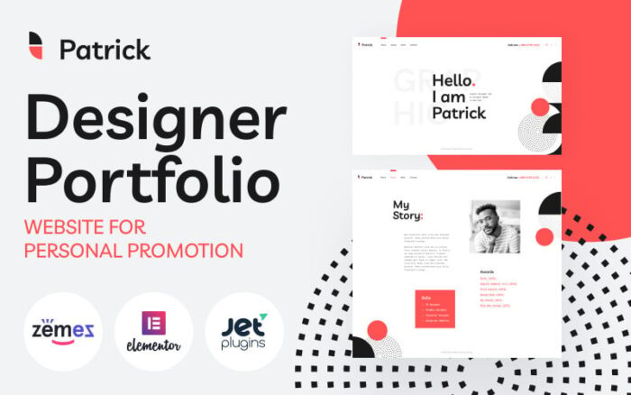 Patrick - Situs Web Portofolio Desainer untuk Tema WordPress Promosi Pribadi