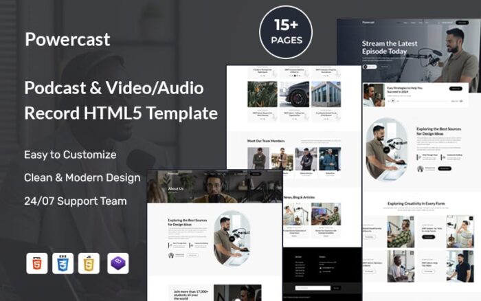 Pawercast - Template HTML5 Toko Rekaman Audio Podcast & Video