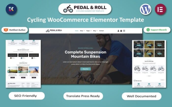 Pedal & Roll - Templat Elementor WooCommerce Bersepeda