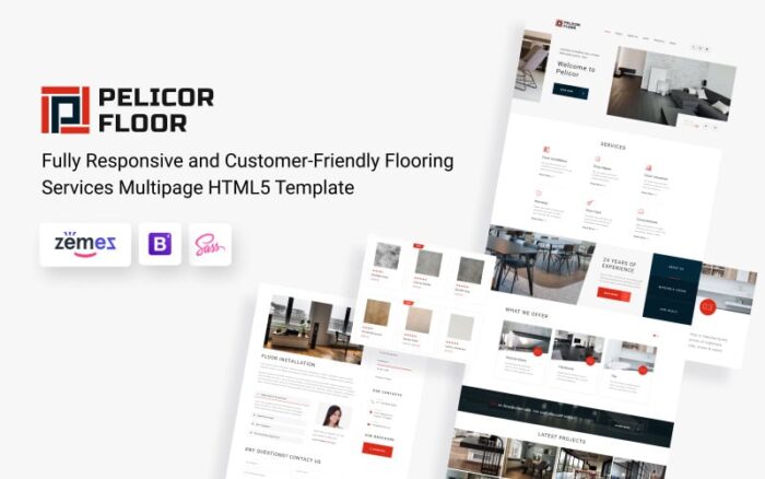 Pelicor Floor - Template Situs Web HTML5 Multihalaman Perusahaan Lantai