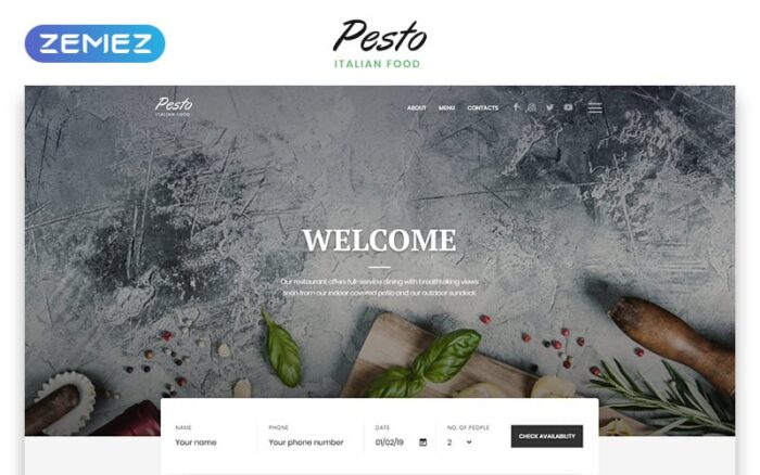 Pesto - Template Situs Web HTML Multihalaman Restoran Italia yang Bergaya