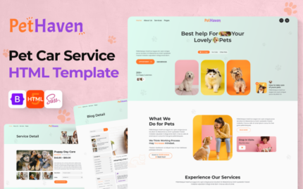 Pet Haven – Layanan Perawatan Hewan Peliharaan, Template Situs Web HTML 5 Toko Hewan Peliharaan