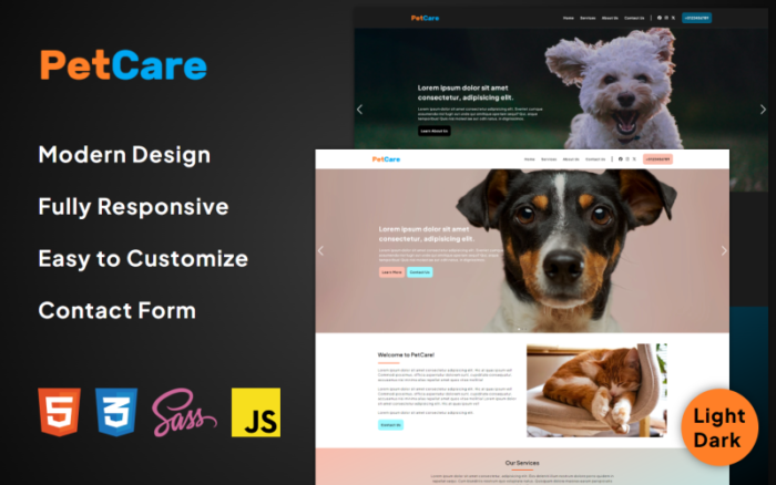 PetCare - Template Halaman HTML Perawatan Hewan Peliharaan