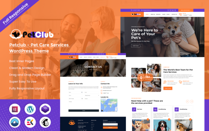 Petclub - Tema WordPress Layanan Perawatan Hewan Peliharaan