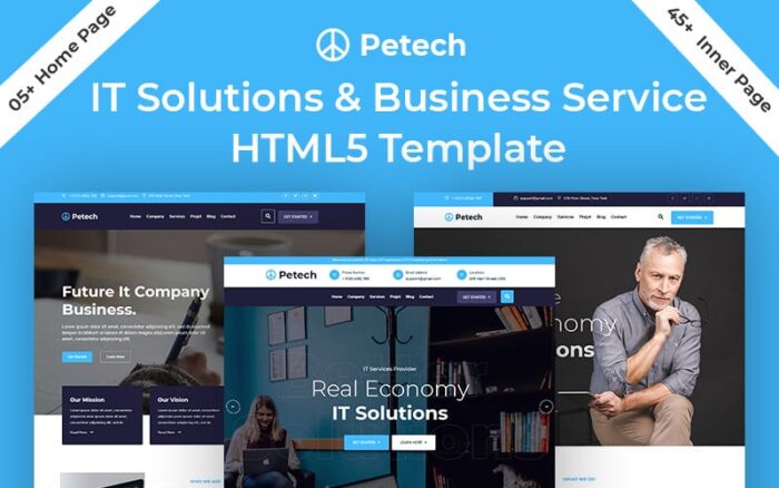 Templat Situs Web Solusi TI & Layanan Bisnis Petech