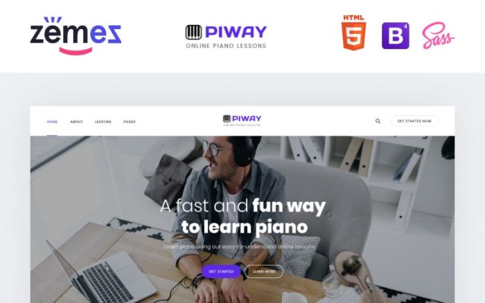 PIWAY - Template Situs Web HTML Bersih Multihalaman Sekolah Musik