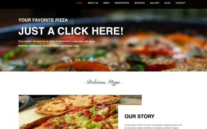 Tema Halaman HTML Pizza, Makanan Cepat Saji