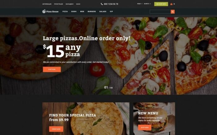 Pizza House - Restoran Pizza Dengan Sistem Pemesanan Online Template OpenCart