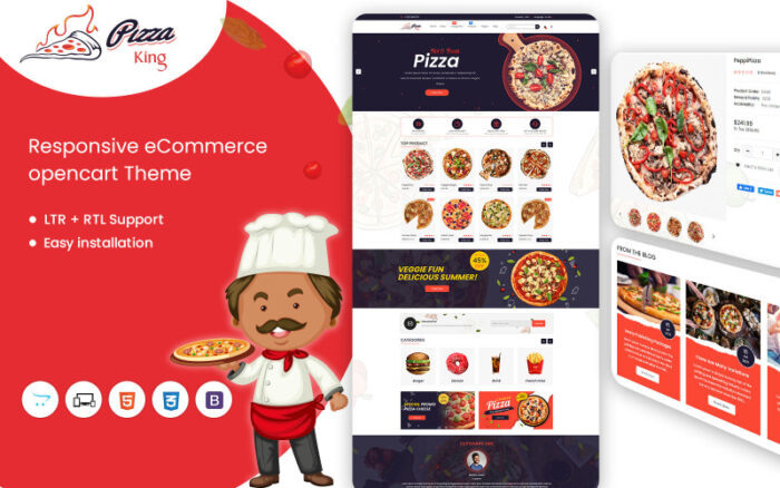 Template OpenCart Responsif Restoran Online Pizzaking